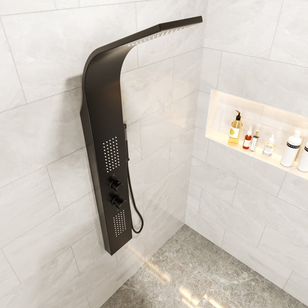 Pannello doccia idromassaggio Ibiza in alluminio nero tondo