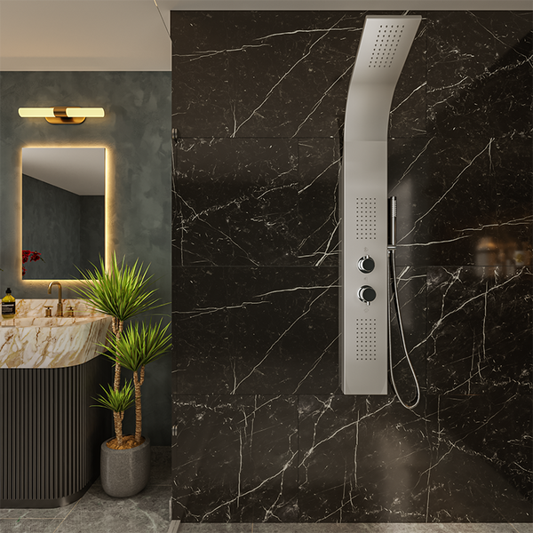 Pannello doccia idromassaggio Ibiza in alluminio silver tondo