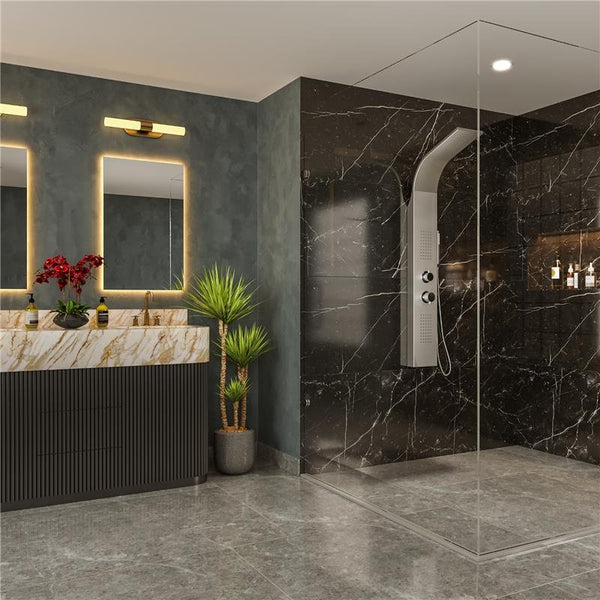 Pannello doccia idromassaggio Ibiza in alluminio silver tondo