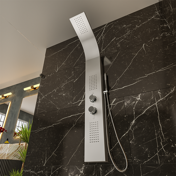 Pannello doccia idromassaggio Ibiza in alluminio silver tondo