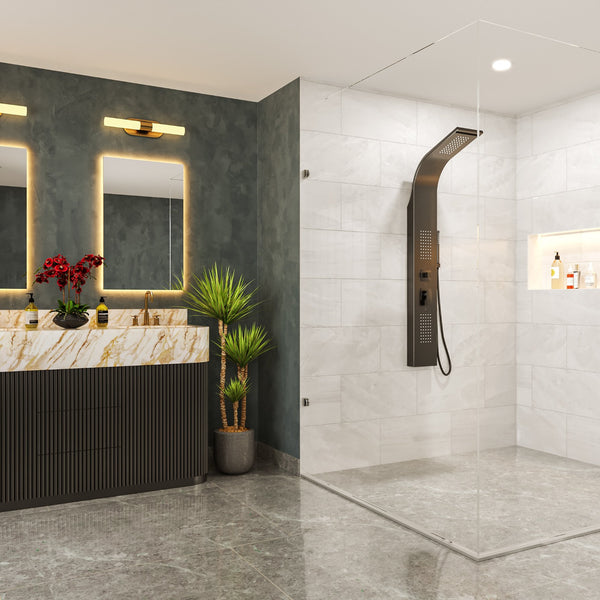 Pannello doccia idromassaggio Ibiza in pvc tondo nero