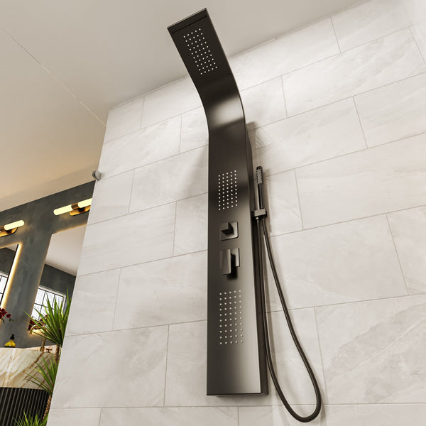 Pannello doccia idromassaggio Ibiza in pvc tondo nero