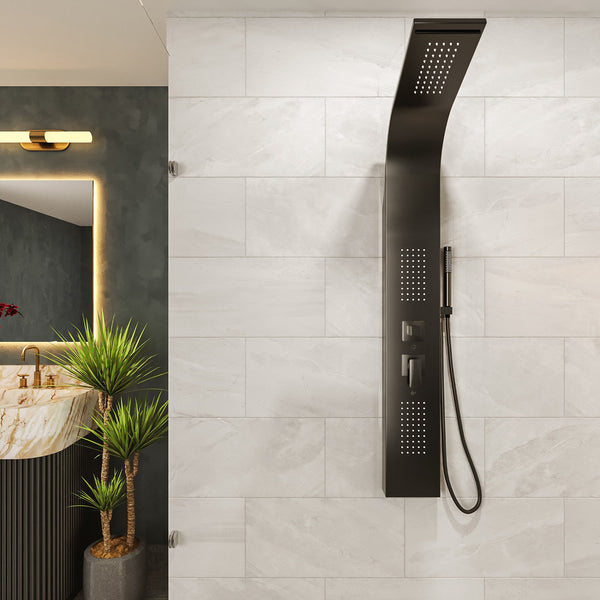 Pannello doccia idromassaggio Ibiza in pvc tondo nero