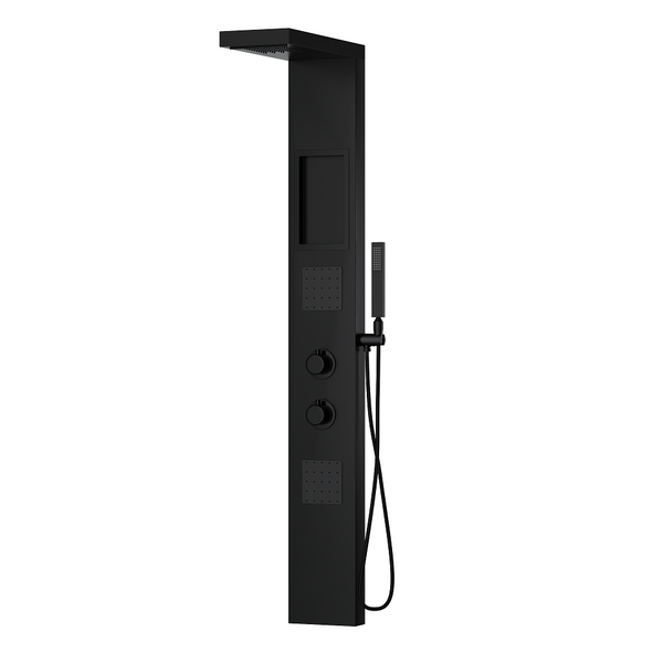 Pannello doccia idromassaggio Ibiza quadro termostatico effetto cascata in alluminio nero