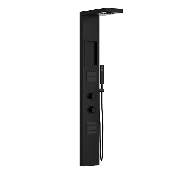 Pannello doccia idromassaggio Ibiza quadro termostatico effetto cascata in alluminio nero