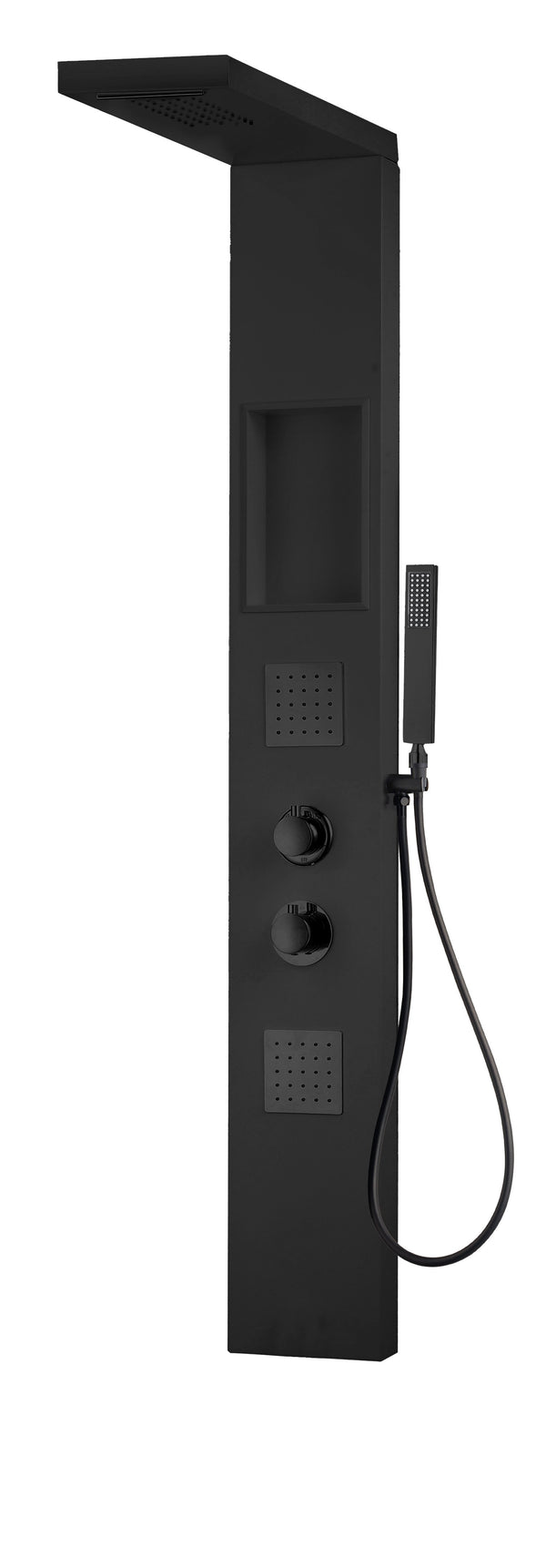 Pannello doccia idromassaggio Ibiza quadro termostatico effetto cascata in alluminio nero