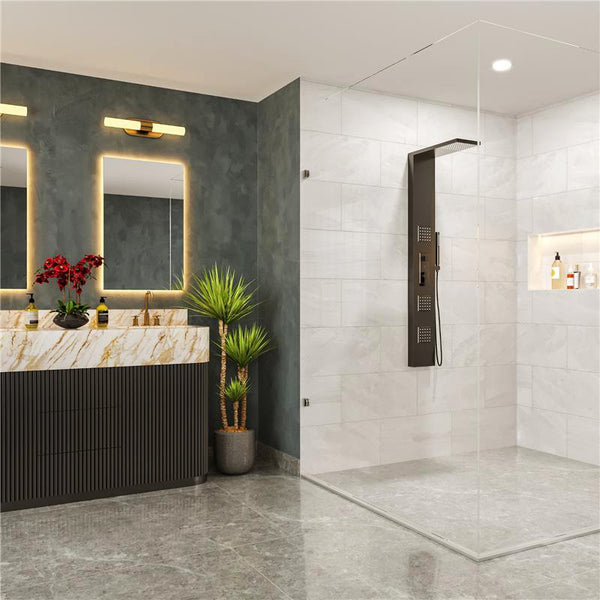 Pannello doccia idromassaggio Ibiza quadro in alluminio nero