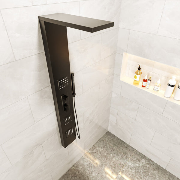 Pannello doccia idromassaggio Ibiza quadro in alluminio nero