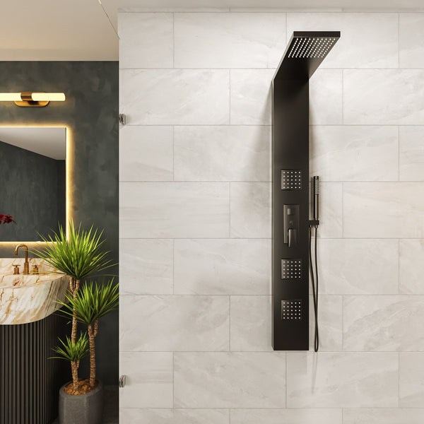 Pannello doccia idromassaggio Ibiza quadro in alluminio nero