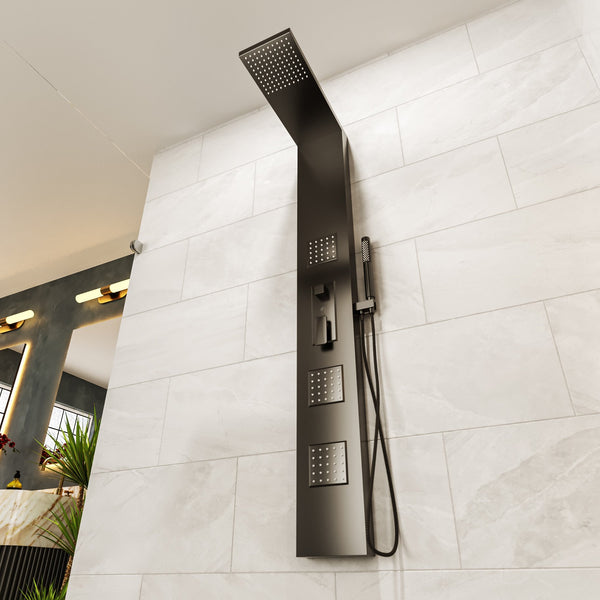 Pannello doccia idromassaggio Ibiza quadro in alluminio nero