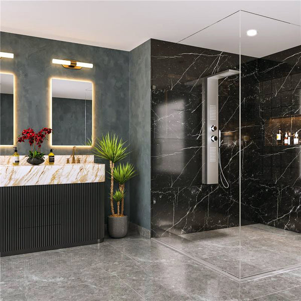 Pannello doccia idromassaggio Ibiza quadro termostatico in acciaio a specchio