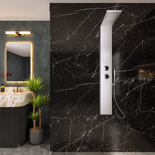 Pannello doccia idromassaggio Ibiza quadro termostatico in acciaio a specchio