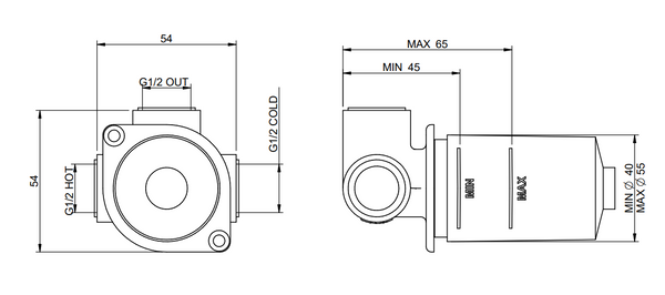 Parte ad incasso miscelatore lavabo doccia in ottone RWIT6B59CC70 Treemme