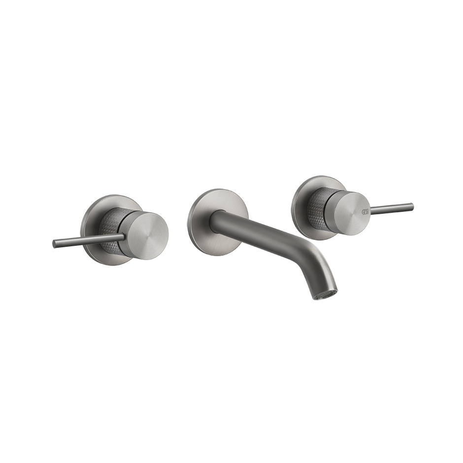 Gessi Cesello Parte esterna gruppo lavabo a parete 3 fori senza scarico steel brushed 544492