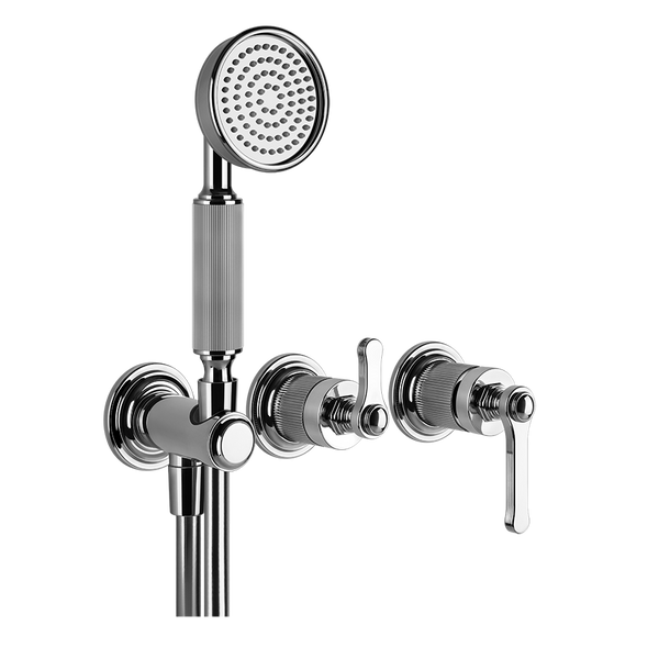 Parte esterna miscelatore doccia a parete 2 vie con deviatore supporto e presa acqua cromo 65036 gessi