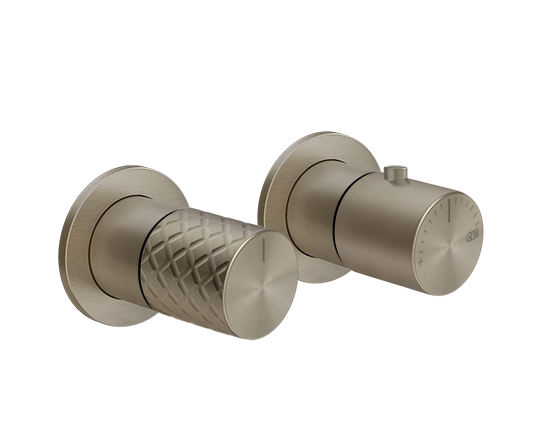 Parte esterna miscelatore doccia termostatico doccia a parete 2 vie brushed brass intreccio 70134 Gessi
