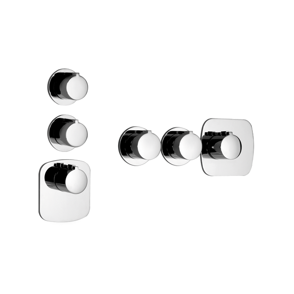 Parte Esterna Miscelatore Termostatico Alta Portata A Parete 2 Uscite Indipendenti senza parte incasso Cromo Gessi Oxygene 43234