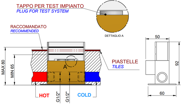 Treemme Parte incasso miscelatore vasca e lavabo a pavimento in ottone RWIT7003ZZ09