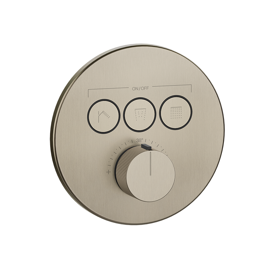 Parti esterne per miscelatore doccia termostatico a tre funzioni simultanee brushed brass pvd hi fi 38716 gessi