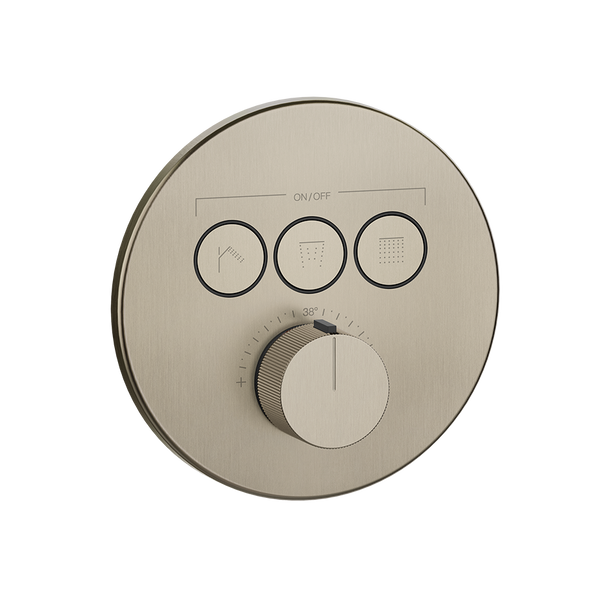 Parti esterne per miscelatore doccia termostatico a tre funzioni simultanee brushed brass pvd hi fi 38716 gessi