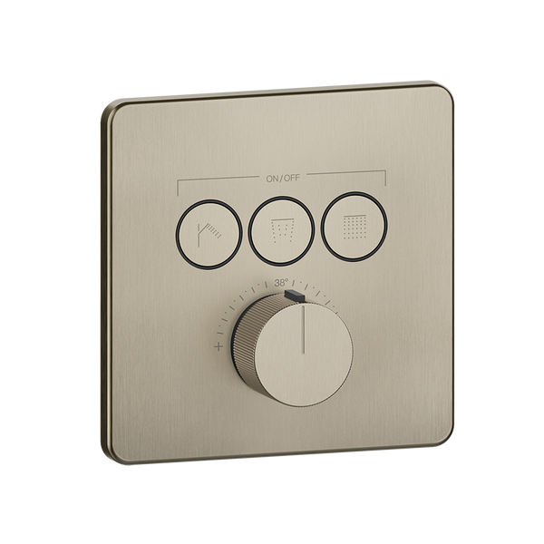 Parti esterne per miscelatore termostatico a tre funzioni simultanee brushed brass Hi Fi 38719 Gessi