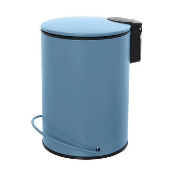 Pattumiera 3 L soft close in acciaio blu pastello Color