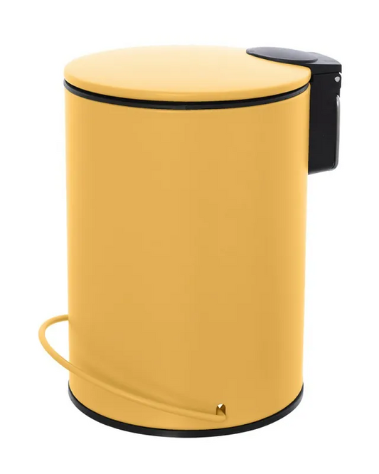 Pattumiera 3 L soft close in acciaio giallo Color, dettaglio ravvicinato del materiale e dell'aggancio - Exagonshop
