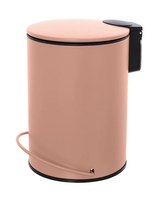 Pattumiera 3 L soft close in acciaio rosa Color, dettaglio ravvicinato del materiale e dell'aggancio - Exagonshop