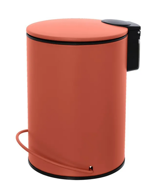 Pattumiera 3 L soft close in acciaio rosso mattone Color, dettaglio ravvicinato del materiale e dell'aggancio - Exagonshop