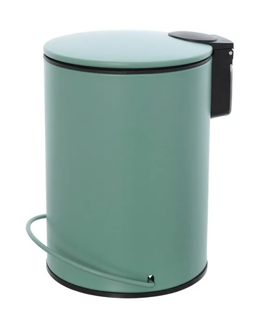 Pattumiera 3 L soft close in acciaio verde Color, dettaglio ravvicinato del materiale e dell'aggancio - Exagonshop