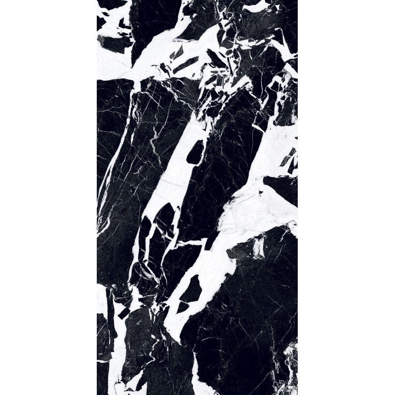 Pavimento rivestimento 30x60 effetto marmo 9 mm in gres porcellanato rettificato fragment high glossy B&W 766592 Florim