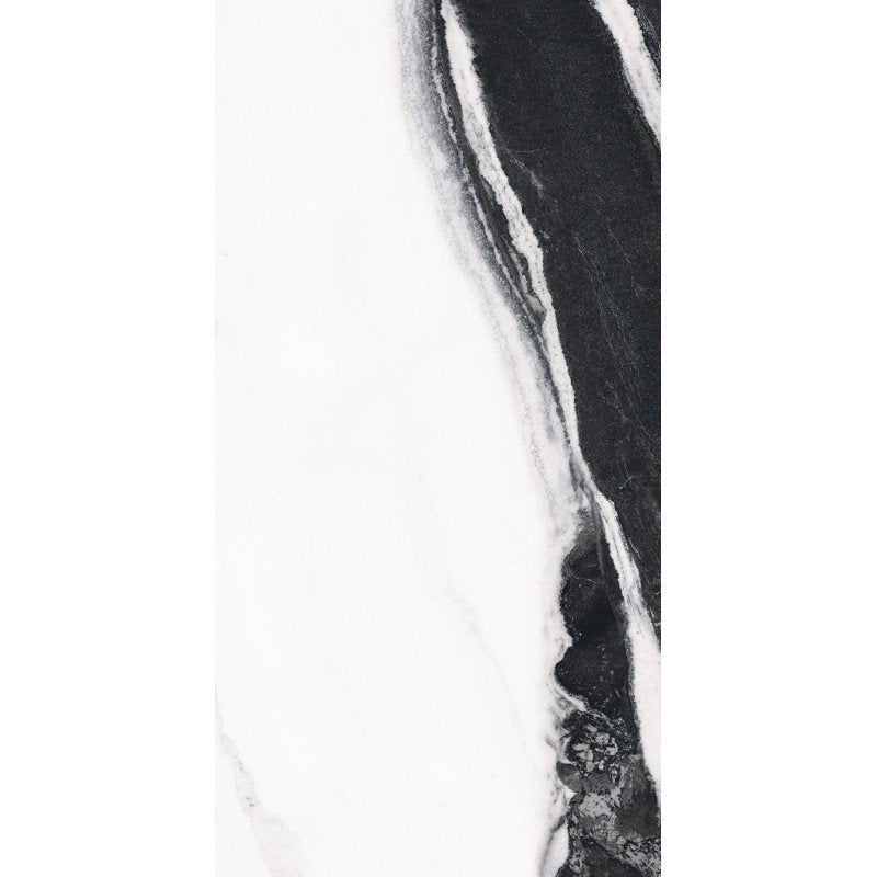 Pavimento rivestimento 30x60 effetto marmo 6 mm in gres porcellanato rettificato wave high glossy B&W 766482 Florim