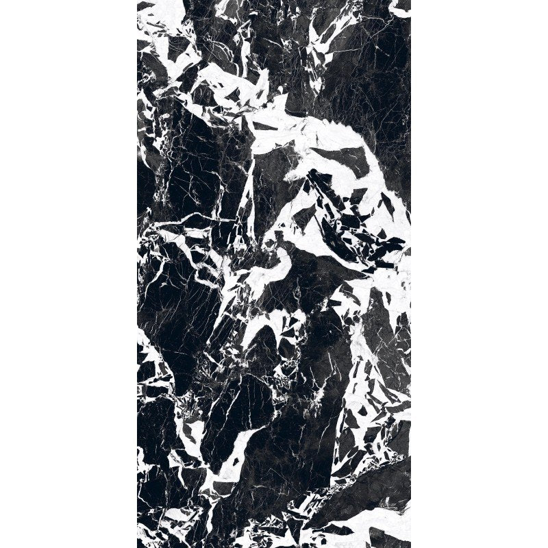 Pavimento rivestimento 60x120 effetto marmo 9 mm in gres porcellanato rettificato fragment high glossy B&W 766398 Florim