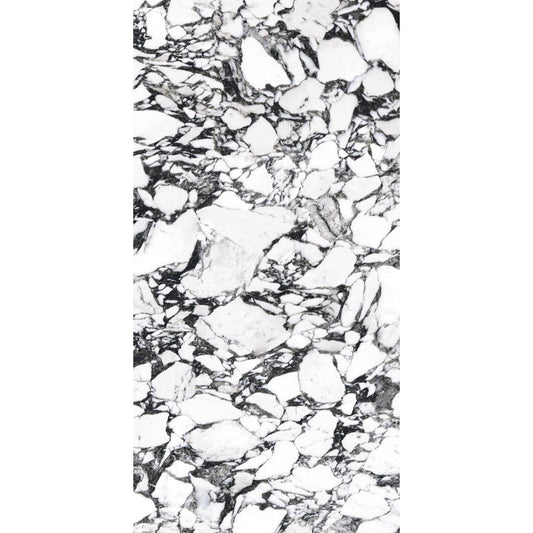 Pavimento rivestimento 60x120 effetto marmo 9 mm in gres porcellanato rettificato pebble high glossy B&W 766403 Florim