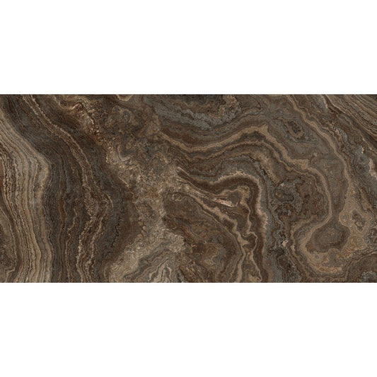 Pavimento rivestimento 60x120 effetto marmo rettificato 7 mm in gres fine porcellanato brown wave levigato Rhapsody 0117425 Naxos