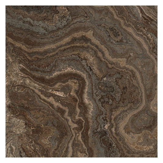 Pavimento rivestimento 60x60 effetto marmo rettificato 7 mm in gres fine porcellanato brown wave levigato Rhapsody 0117462 Naxos