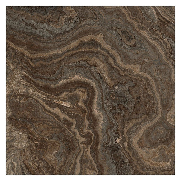 Pavimento rivestimento 60x60 effetto marmo rettificato 7 mm in gres fine porcellanato brown wave levigato Rhapsody 0117462 Naxos