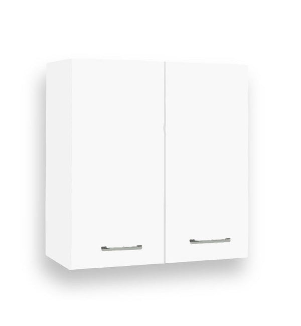 Pensile bagno 68x22 doppio due ante con maniglie cromo bianco lucido