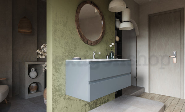 Mobile bagno avion 120x45 Pesaro due cassetti lavabo in mineralmarmo