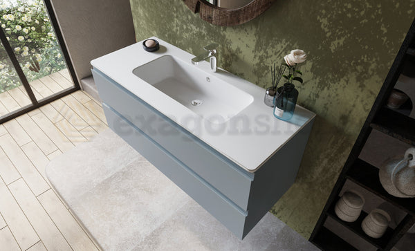 Mobile bagno avion 120x45 Pesaro due cassetti lavabo in mineralmarmo