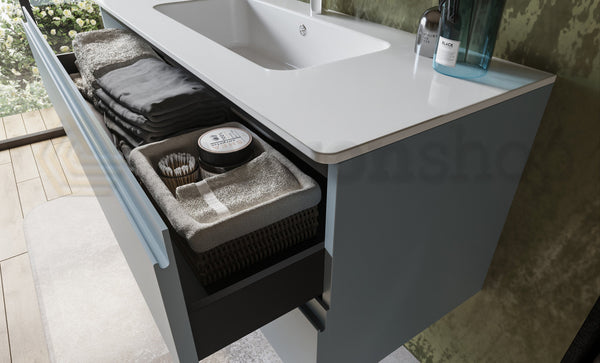 Mobile bagno avion 120x45 Pesaro due cassetti lavabo in mineralmarmo