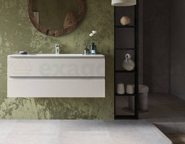 Mobile bagno grigio caldo 120x45 Pesaro con lavabo in mineralmarmo