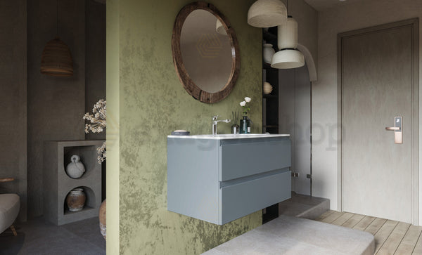 Mobile bagno avion 90x45 Pesaro due cassetti con lavabo in ceramica