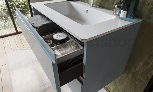 Mobile bagno avion 90x45 Pesaro due cassetti con lavabo in ceramica
