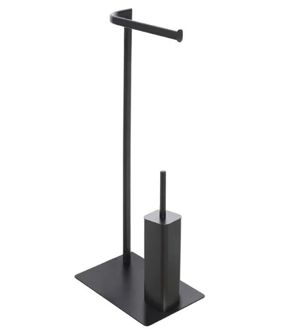 Piantana portarotolo e scopino acciaio nero opaco Fusion