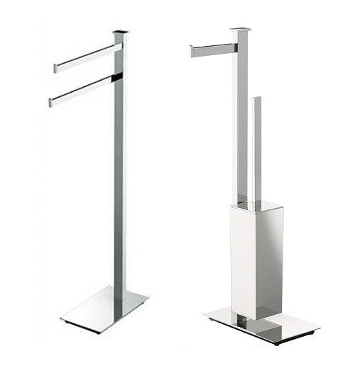 Set piantane porta asciugamani e porta rotolo con porta scopino cromo 2pz Units Colombo Design