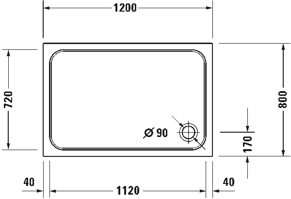 Piatto Doccia 120x80 rettangolare in acrilico sanitario Bianco 720113000000000 D-Code Duravit