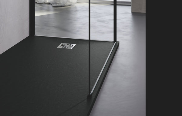 Novellini Novomatt piatto doccia 90x90 effetto pietra in mineralsolid nero antracite