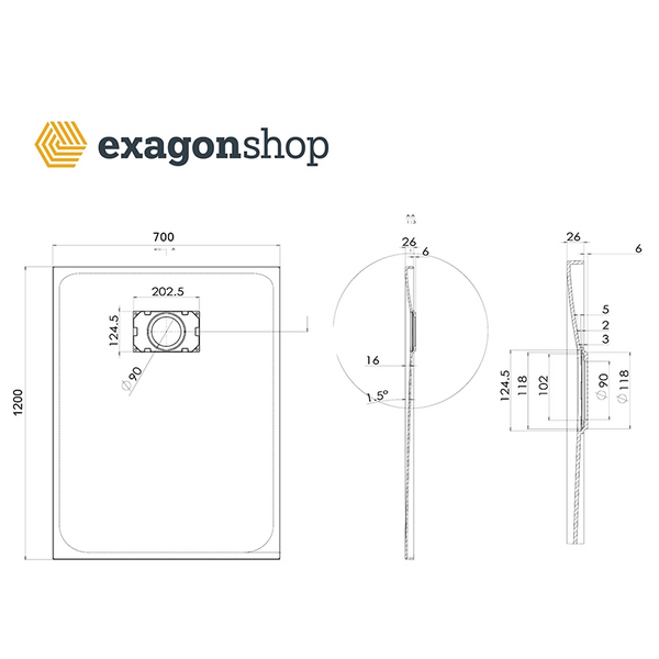 Quarzo piatto doccia 120X70 in smc effetto pietra ardesia beige