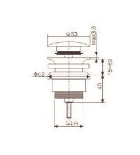 Piletta click clak per lavabo e bidet universale in ottone, componenti inclusi smontati: corpo incasso, placca e rosone...